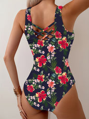 Women's One-piece Swimsuit One-piece Flower Print European And American Fashion Swimsuit