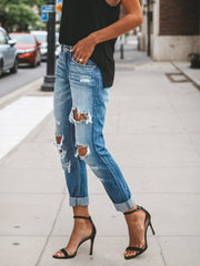 2025 New Women's Denim Pants, Ripped Jeans, Low Rise Jeans