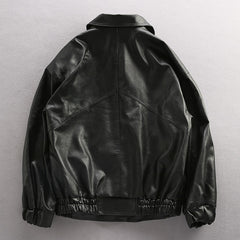 Leather Men's Motorcycle Clothing Youth Pilot Leather Jacket PU Leather