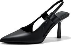 Coutgo Womens Slingback Heels Closed Pointed Toe Slip-on Kitten Heels Sandals Party Prom Dress Shoes