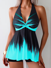 Women's Tankini Set, Two-piece Chest Cross, Skirt-style Square Pants, Swimsuit Set, Holiday Style