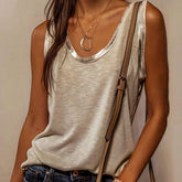 Block Edge Decor Casual Tank Top