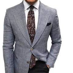Printed Double Buckle Men's Plus Size Suit Coat
