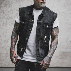 Motorcycle Denim Classic Sleeveless Jacket Top