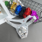 Sexy Men's Underwear Solid Color Bright T-back Imitation Leather