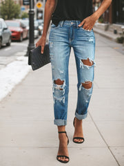 2025 New Women's Denim Pants, Ripped Jeans, Low Rise Jeans