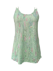 Summer Casual Sleeveless Top Printed Double Shoulder Strap Women's Stylish Camisole.