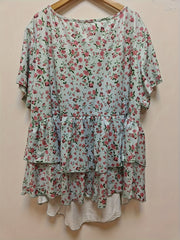 Self-pick-up Women'S Plus Size Ruffle Short Sleeve T Shirt Casual Printed Top Only Self-pickup Is Supported