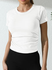 3 Packs Womens' Stretchy Ribbed High Neck Short Sleeve Gym Workout Slim Fitted Casual Full Length Top T-Shirt Perfect For Both Workouts And Casual Outings.