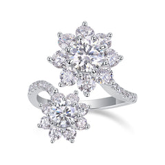 Petal Morning Dew - A Fashionable Diamond Jewelry Piece Set With 1-carat Moissanite S925 Sterling Silver And Platinum Diamond Ring