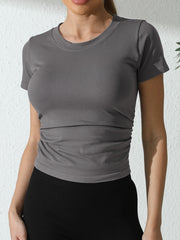 3 Packs Womens' Stretchy Ribbed High Neck Short Sleeve Gym Workout Slim Fitted Casual Full Length Top T-Shirt Perfect For Both Workouts And Casual Outings.