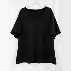 Women's Solid Color V-Neck Short Sleeve T-Shirt - Basic Summer Casual Top