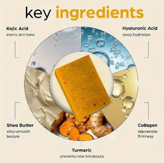 Kojic Acid Dark Spot Remover Soap Bars With Vitamin C, Retinol, Collagen, Turmeric - Original Japanese Complex Infused With Hyaluronic Acid, Vitamin E, Shea Butter, Castile Olive Oil