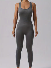 4 Pack Women's Square Neck Tank Shaping Jumpsuit - Ribbed, Tummy Control & Butt Lifting