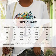 Women's Vibrant Butterfly & Tree Graphic T-Shirt - Breathable Round Neck Short Sleeve Tee, Soft Casual Summer Top