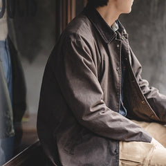 Retro Lapels Waterproof Oil Wax Trench Coat Brown Mid-length British Style Coat For Men Autumn