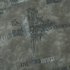 Men's Cross Print Loose Leather Jacket