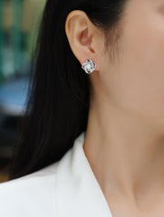 Hope Beam - A Fashionable And Luxurious Diamond Jewelry Piece Set With Half-carat Moissanite S925 Sterling Silver And Platinum-plated Stud Earrings