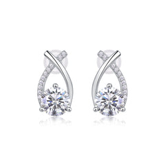 Happy Encounter - Fashionable And Luxurious Diamond Jewelry Set With 1-carat Moissan Diamond S925 Sterling Silver And Platinum-plated Stud Earrings