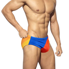 New Men's Rainbow Stripes Swim Briefs Sexy Fashion