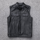 Vest Vest Button Motorcycle Motor Bike Casual Leather Waistcoat Plus Size