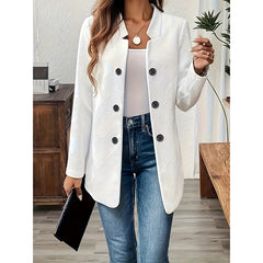Women's Casual Business Open Front Cardigan Coat Long Sleeve Notch Collar Office Blazer Jacket