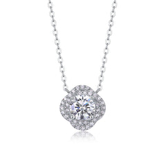 Lucky Flower - A Fashionable And Luxurious Diamond Jewelry Pendant Set With 1-carat Moissanite S925 Sterling Silver And Platinum Plating