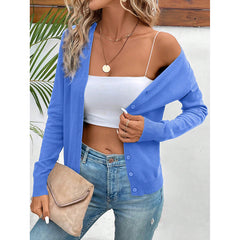 Women's Long Sleeve V-Neck Button Down Cardigan Knit Shrugs Sweater