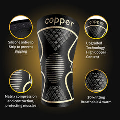 1 Pair Copper Knee Pads Ultimate Shock-Absorbing Gear For Men & Women Superior Knee Support For Sports Yoga Fitness Basketball