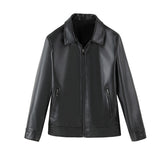 Men's Simple Casual Solid Color Windproof Handsome PU Leather Jacket Top