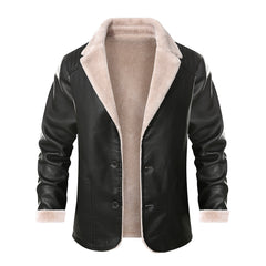 Thick Fleece Fur Integrated Warm Suit Leather Label Leather Jacket Coat