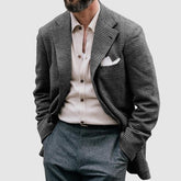 Men's Loose Solid Color Double Button Suit Jacket