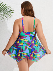 European Beauty Tankini Skirt Mesh Suit Lace-up On The Chest