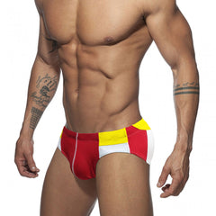 New Men's Bright Line Color Matching Swim Briefs Hip Drainage Line