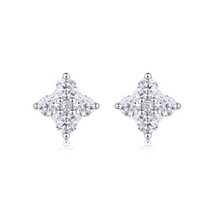 Sweetheart French - Fashionable And Luxurious Diamond Jewelry Set With Moissanite S925 Sterling Silver And Platinum-plated Stud Earrings