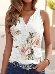 New Sleeveless Fashion Print Vest Button-down Top For Summer