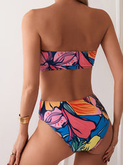 Women's Bandeau Swimsuit One-piece Round Chest Hollow Backless Swimsuit Holiday Style