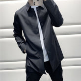 Fashion Casual Loose All-matching Lapel Mid-length Trench Coat Cloak Men