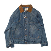 Patchwork Lapel American Retro Distressed Washed Denim Jacket