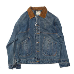 Patchwork Lapel American Retro Distressed Washed Denim Jacket