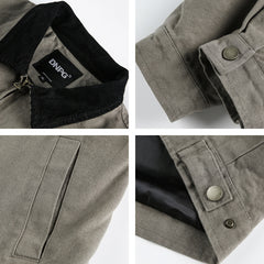 Men's Washed Corduroy Collar Stitching Workwear Jacket