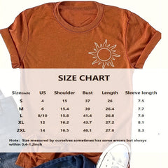 Women's Sun Print Crew Neck T-Shirt, Casual Short Sleeve Top For Spring & Summer