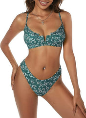 Hot Selling High Quality Bikini Floral High Cut Bikini Sets V-Wired Two Piece Swimsuit Bathing Suit
