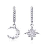 Star And Moon Interdependent - Fashionable Earrings And Stud Jewelry Set With Moissanite S925 Sterling Silver And Platinum-plated Diamonds
