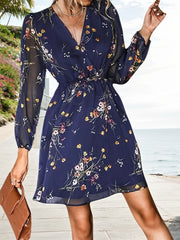 2025 Women's New Dress, V-neck Chiffon Long, Elegant Countryside Sleeves, Casual Style, Fashionable And Beautiful