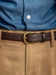 Men's And Women's Belt Lychee Pattern Calfskin