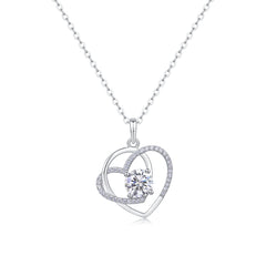 Heart To Heart - A Fashionable And Luxurious Diamond Jewelry Pendant Set With 1-carat Moissan Diamond S925 Sterling Silver And Platinum Plating