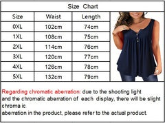 Self-pick-up Women's Plus Size Sleeveless Top V Neck Button Casual T-Shirt Only Self-pickup Is Supported