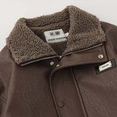 American Retro Autumn And Winter Men's Wear Loose And Warm PU Leather Jacket