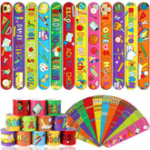 Back To School Slap Bracelets, 56 Pcs Welcome Back To School Gifts For Kids Students Party Favors Colorful Snap Bracelets-Ban On Selling On Amazon